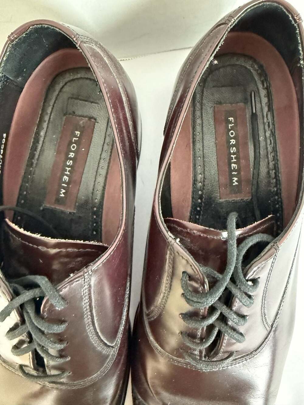 Florsheim Lexington Burgundy Leather Cap Toe Oxford Dress Shoes - Picture 4 of 7
